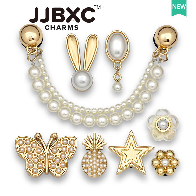 JJBXC Charm phu kien giay Cross Khoa trang tri ngoc trai day xich buom tho dua thoi trang chinh hang