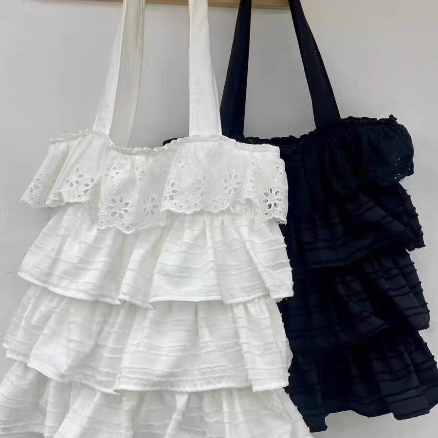 XYJ Boutique Nữ Túi Đeo Vai Ren Rỗng Lớp Túi Xách Túi Vải Dung Tích Lớn Thường Ngày