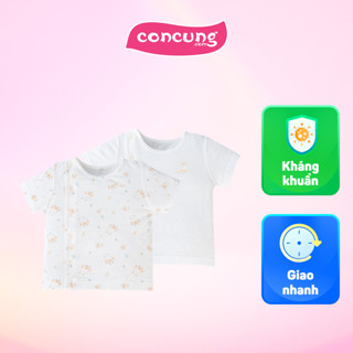 Set 2 áo sơ sinh cài chéo tay ngắn Animo Easy KV0724002 (6-9M,Trắng-HT Chim non)
