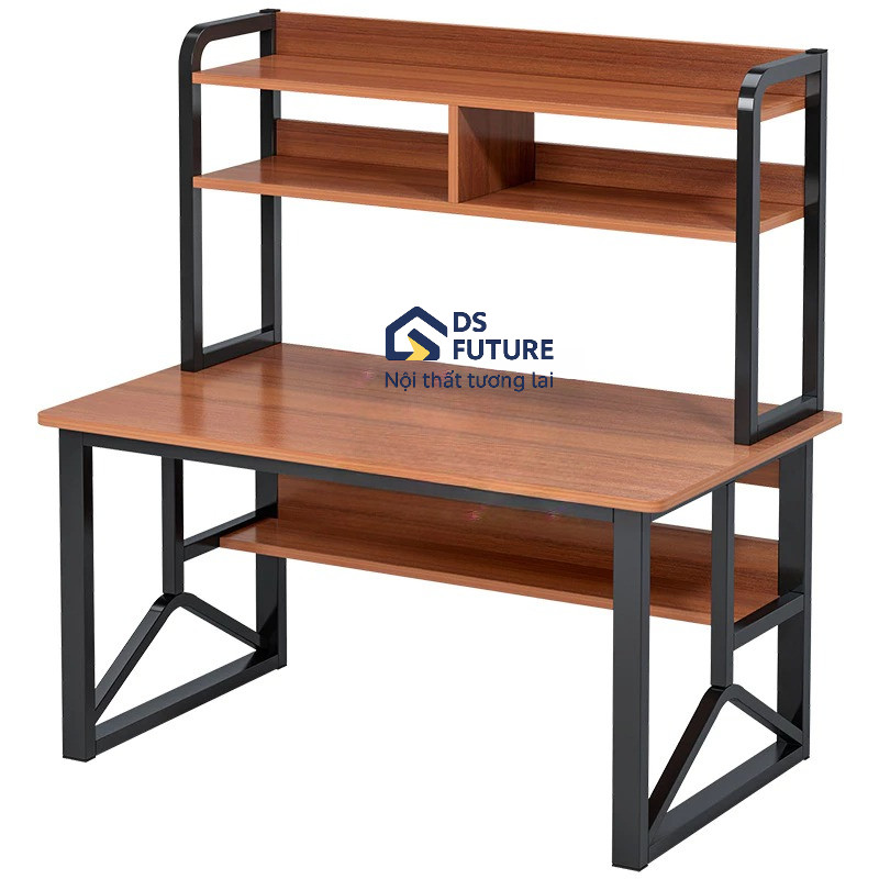 Bàn học kệ sách gỗ mdf, mặt bàn bo góc an toàn cho bé, bàn làm việc 1m2 chân sắt cứng cáp chịu tải 200kg [U4 KS] | BigBuy360 - bigbuy360.vn
