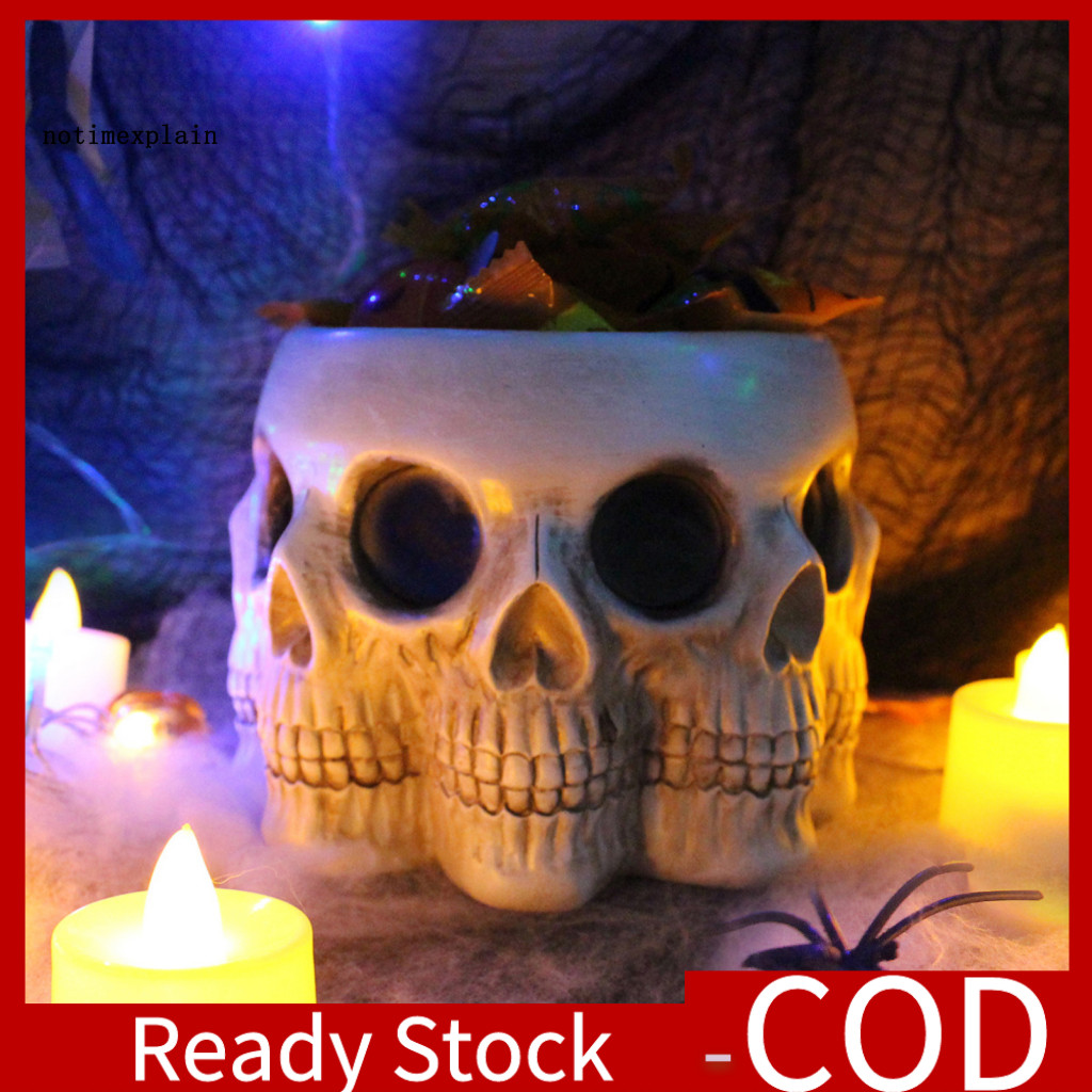 NTA Halloween Skull Flower Pot Garden Skull Trang trí đầu lâu Ma quái Đầu lâu Bình mọng nước Thiết k