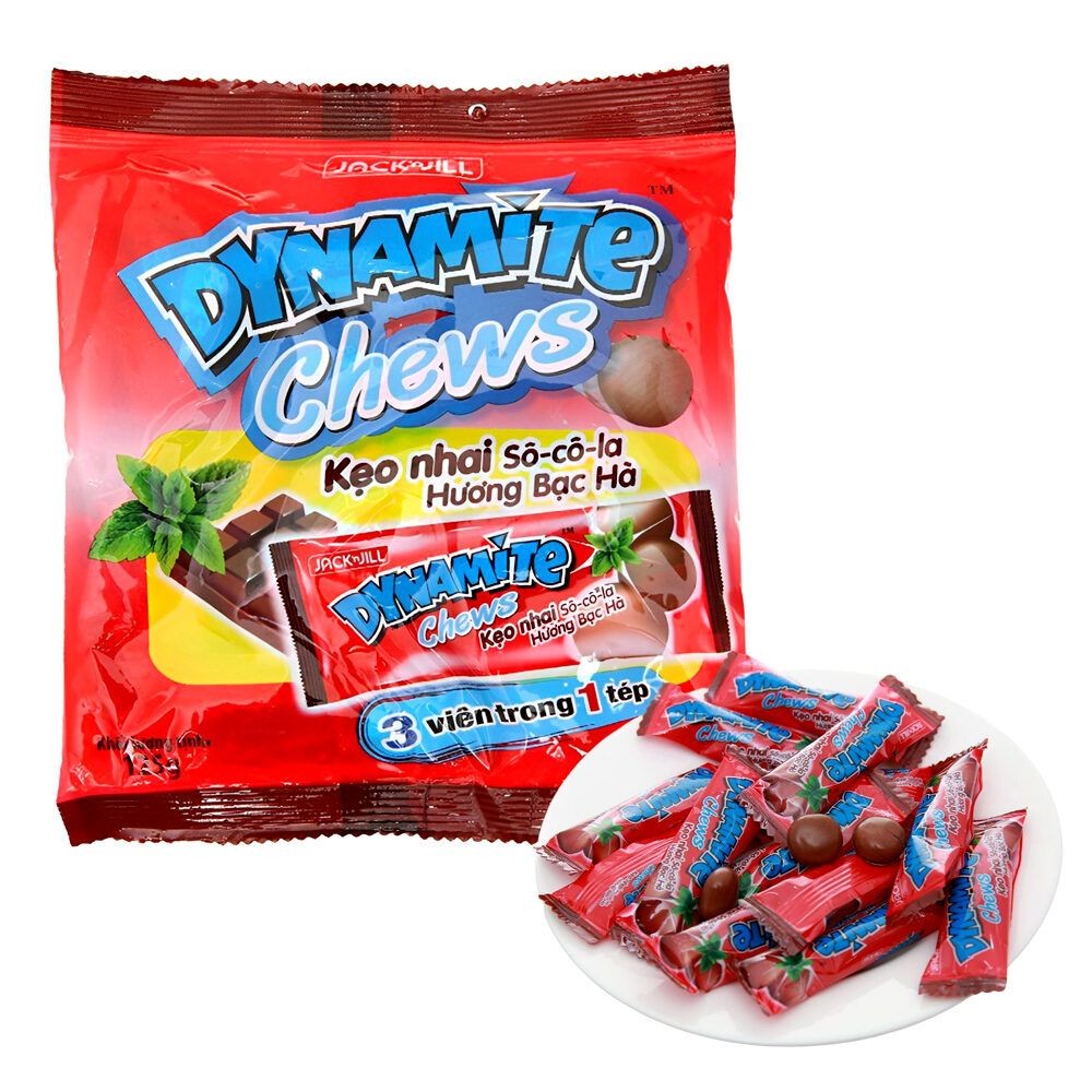 Kẹo mềm Dynamite Chews vị Socola Bạc Hà gói 125g