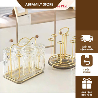 Úp Cốc Inox Sơn Tĩnh Điện Mẫ Mới Sang Trọng Kèm Khay Nhựa Hứng Nước Tiện Lợi| Khay Úp Cốc Ly Chén Inox Không Gì Abfamily