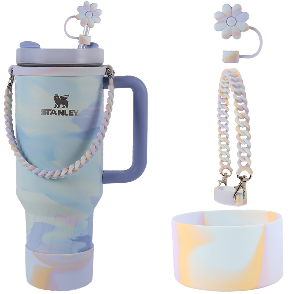 Bộ phụ kiện cốc Stanley Bao gồm dây đeo tay cầm chai nước, Boot cốc Siliocne Stanley, Nắp ống hút Si
