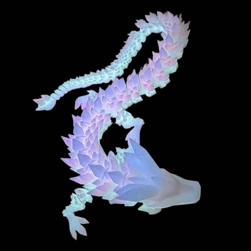 3D printing simulation glow-in-the-dark rainbow crystal dragon