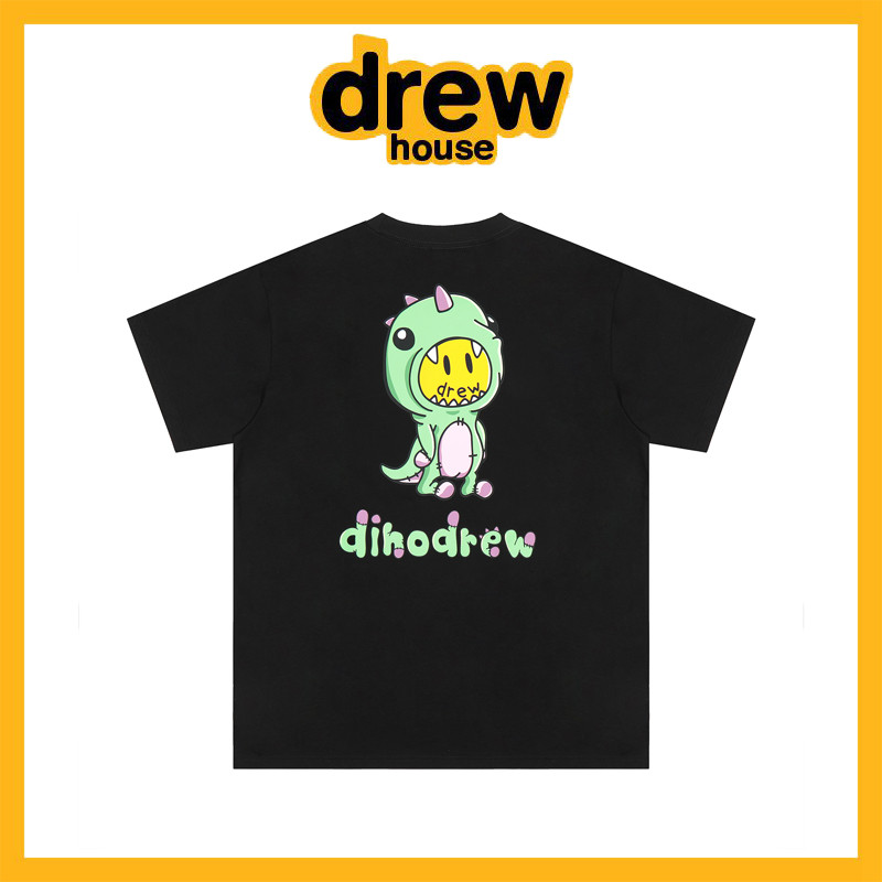 [Chính Hãng] Áo Phông Ngắn Tay Hình Khủng Long Hoạt Hình Hình Mặt Cười Drew House