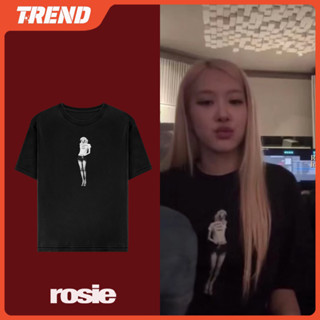 Blackpink Kpop BLACK PINK ROSE ROSIE Merch Áo thun Cotton cỡ lớn thời trang Hàn Quốc dáng rộng in hình Áo ngắn tay cho nam và nữ Áo sơ mi cổ điển thường ngày đường phố Tee