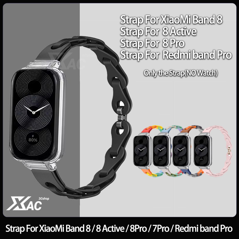 Dây Xích Silicon Cho XiaoMi Mi Band 8 Hoạt Động Cao Su Watchband Cho XiaoMi Band 8 Pro Nhiều Màu Sắc