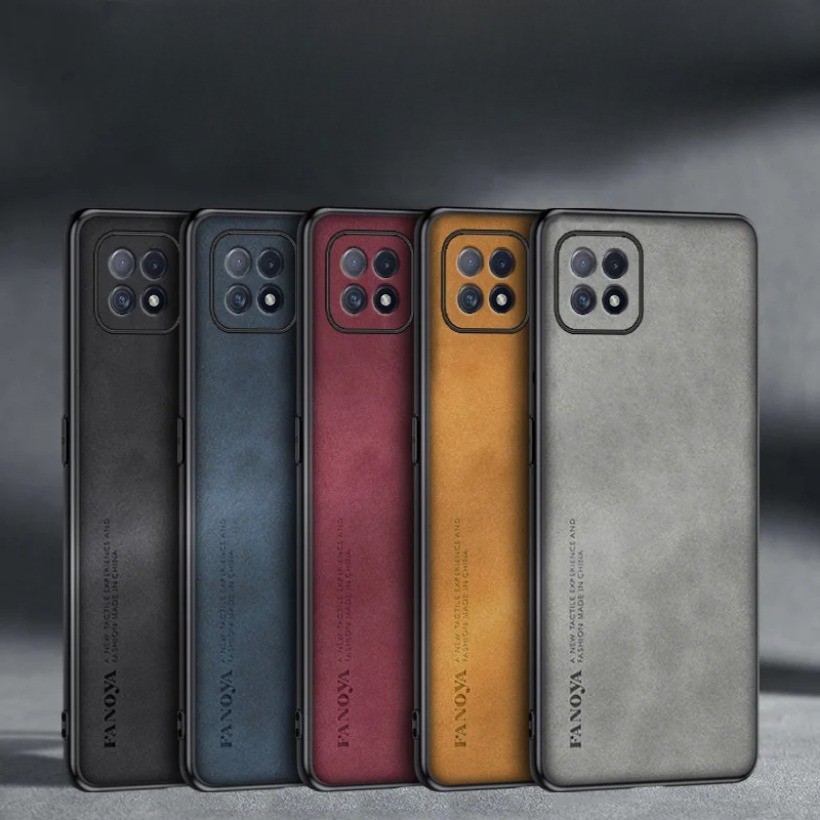 Ốp lưng Oppo A73 5G CPH2161 Da PU chống sốc Ốp lưng cứng Vỏ điện thoại mờ Ốp lưng silicon cho Oppo A