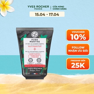 Sữa rửa mặt, tẩy tế bào chết và mặt nạ 3 trong 1 than hoạt tính Yves Rocher Pure Menthe 125ml