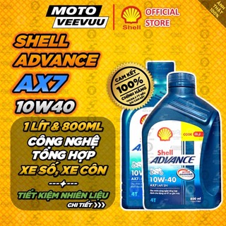   MTVV  Dầu nhớt xe số cao cấp Shell Advance AX7 10w40 1 Lít & 800ml<END> 