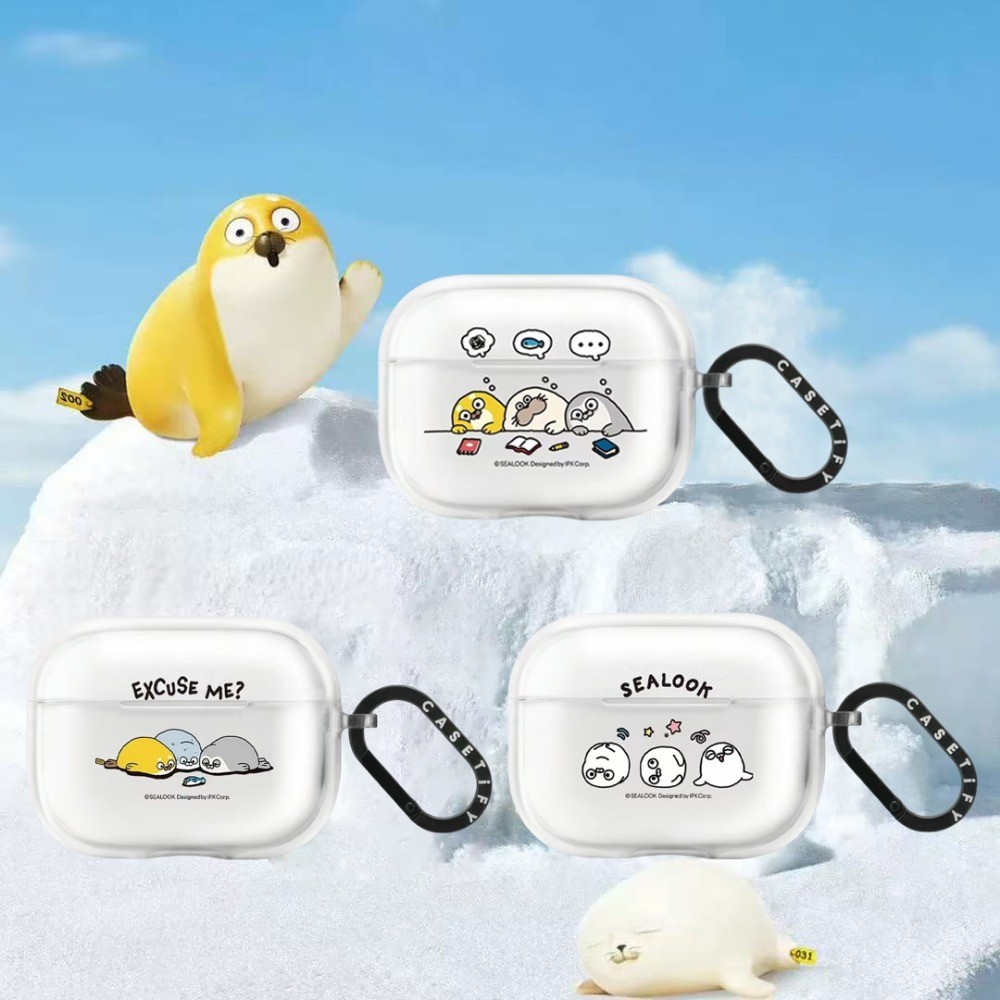 Ốp lưng Sealook + Key ChainAirPods dễ thương cho AirPods Pro3 / Pro2 / Pro AirPods 4 / 3 / 2 Vỏ tron