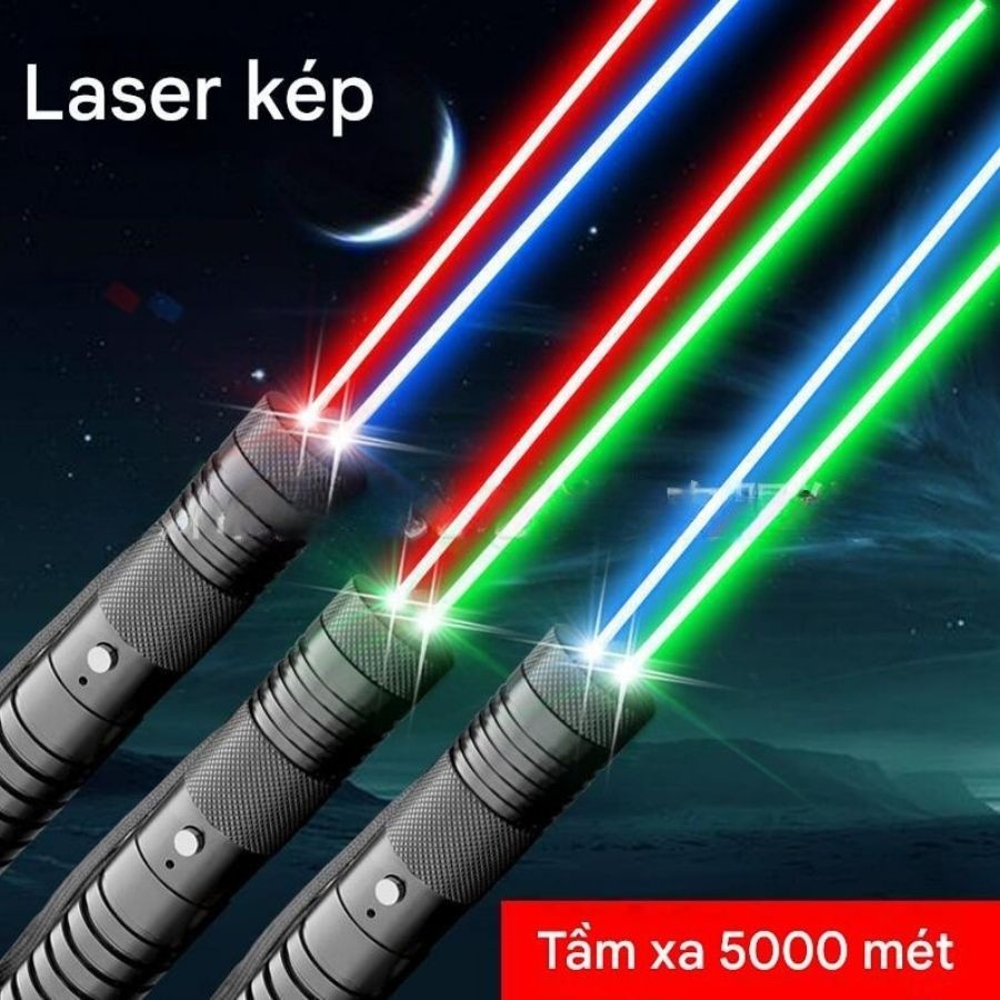 Đèn Laze Laser 309 3 Mau– Laser Pointer – 2 Tia Xanh Đỏ-Pin 18650 – Chiếu Xa – Dùng Ngoài Trời /Tron