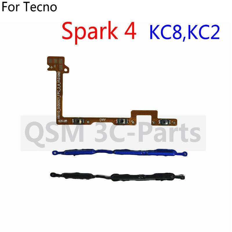 Dành Cho Tecno Spark 4 KC8 KC2 Công Tắc BẬT TẮT Phím Tắt Nút Ruy Băng Cáp Mềm Âm Lượng Bên Nút Sửa C