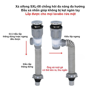   XẢ CHỐNG HÔI  Ống xả ruột gà lavabo chống hôi xả xi phông chậu rửa mặt  có rãnh thoát tràn nước  