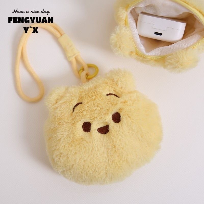 Aolang Bear Full Dễ Thương Gấu Puff Tai Nghe Túi Bảo Quản Tóc Đồng Xu Ví Di Động Túi Treo