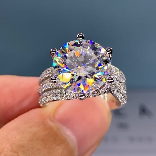 Sansheng III Moissanite Nhẫn Kim Cương Moissanite Colorfast Nhẫn Nhấp Nháy Kim Cương Nhấp Nháy Zirco