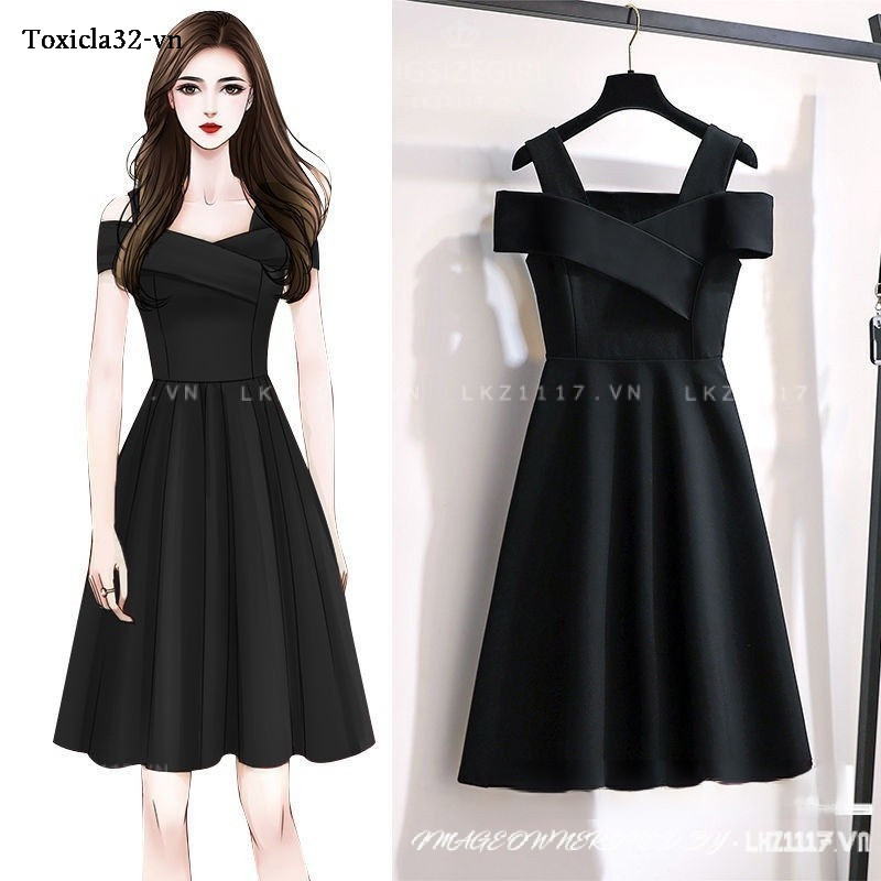 đầm dự tiệc trễ vai sang trọng thiết kế Bigsize váy nữ sang chảnh tiểu thư dáng dài tay ngắn che bụng mỡ ôm eo mùa hè Phong cách Hàn Quốc Thời Trang xinh đẹp cho người mập béo nữ