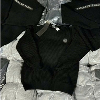 [CÓ SẴN] Áo Sweater Philip Logo QP Chữ Sắt Nổi / Áo Len Cổ Tròn Logo QP KIm Loại Chữ Sắt Philip Unisex Nam Nữ