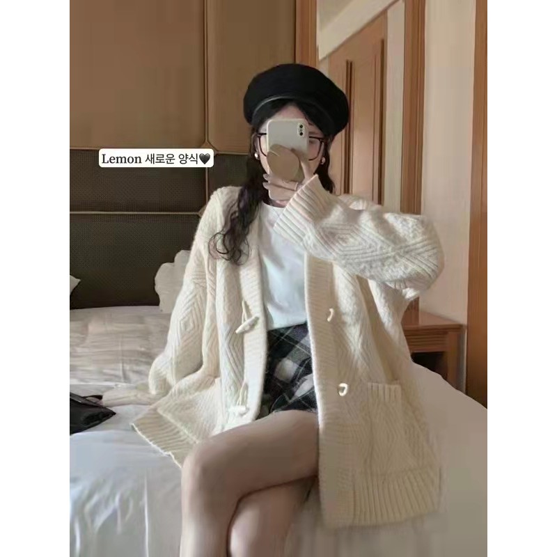 Áo cardigan Áo len giáng sinh tết đỏ màu Đỏ Mùa thu mới dệt kim mùa thu và mùa đông | BigBuy360 - bigbuy360.vn