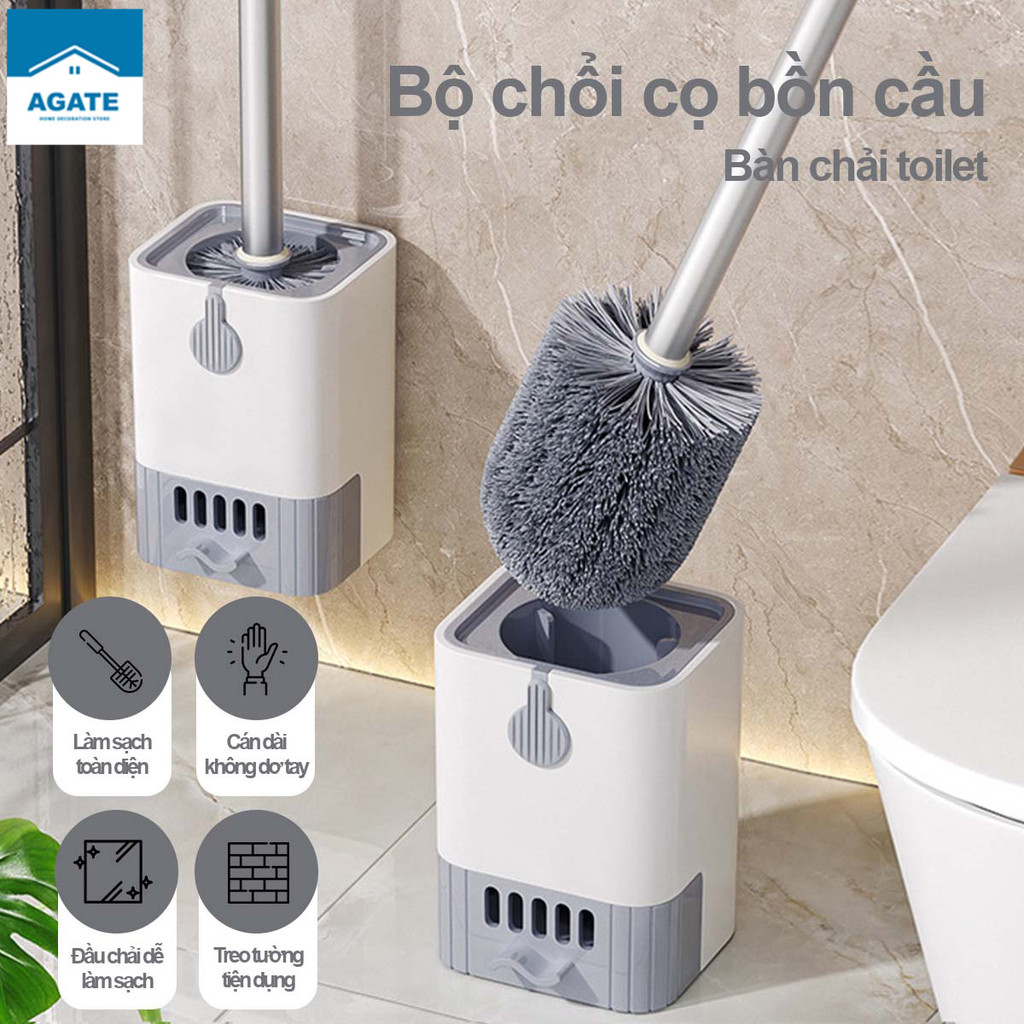 Cọ bồn cầu, cọ toilet nhà vệ sinh 3 trong 1, Cây cọ bồn cầu có cốc đựng, cọ toilet dán tường bàn