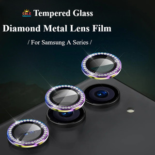  Sang Trọng Bling Pha Lê Kim Cương Kim Loại Camera Vòng Bảo Vệ Cho Samsung Galaxy A14 A24 A34 A15 A54 A35 A06 A16 A05 A05S A25 Ống Kính Hợp Kim HD Mũ Kính Cường Lực 