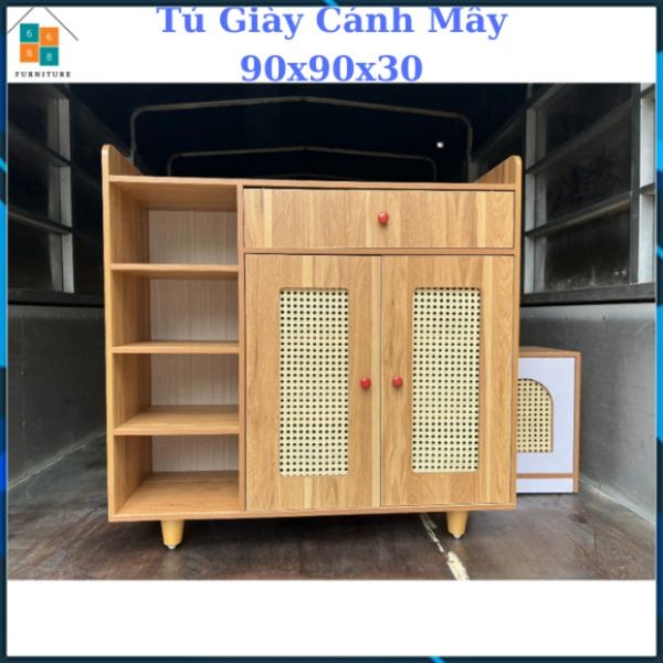 [HỎA TỐC-NHANH] Tủ Giày Dép Cánh Mây Ván Gỗ MDF Dày 12mm, Cao 90, Rộng 90  Bền Bỉ Có Video HD - 6688