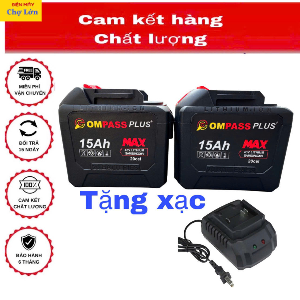 Pin 20 Cell  COMPASS  Plus Mạch  , Chống Ngắt Tải, Vỏ Abs Chống Sốc Dùng Máy Khoan, Máy Bulong,