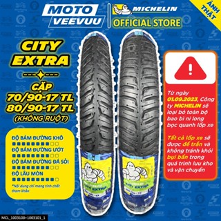 [MTVV] CẶP VỎ LỐP xe máy MICHELIN CITY EXTRA 70/90-17 & 80/90-17 TL Không Ruột Dream Wave FU Sirius Cub<END>