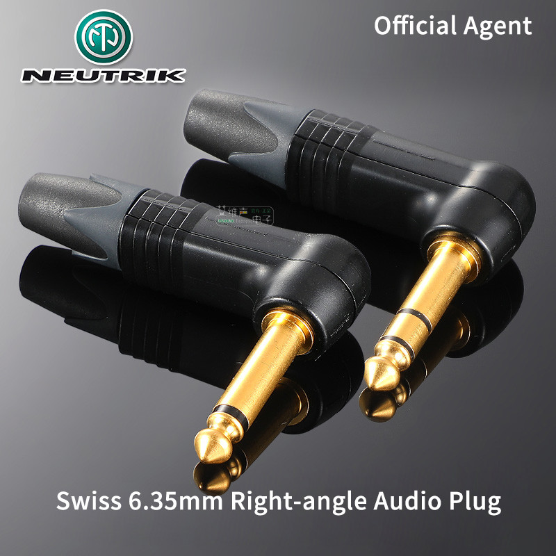 NEUTRIK 6.35mm Đầu cắm đàn Guitar góc phải NP2RX-B NP3RX-B 1 / 4 "Inch 2 3 cực Đầu nối điện thoại âm