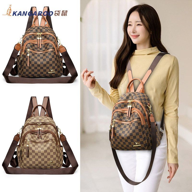 Women's Bag New Genuine Backpack Fashionable Backpack Versatile Large Capacity Women's Bag Short Tri
