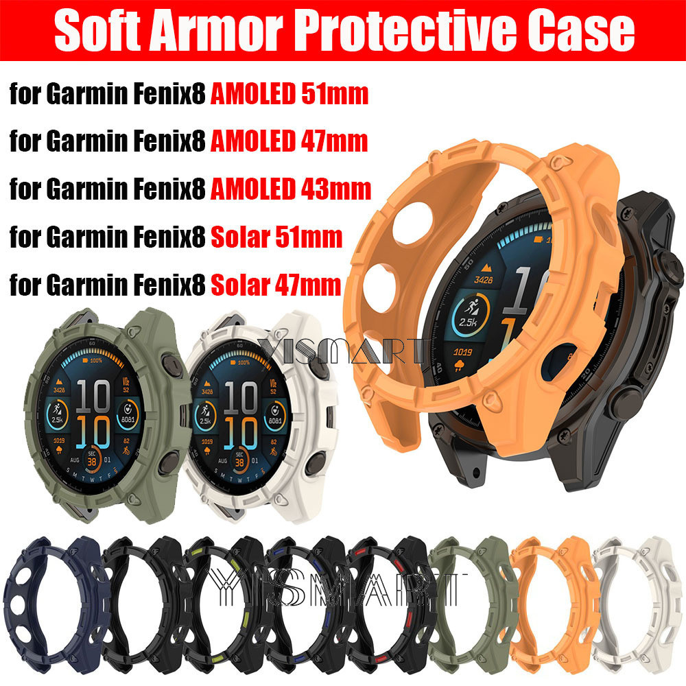 Vỏ bảo vệ cho Garmin Fenix 8 51mm 47mm 43mm AMOLED SOLAR Vỏ chống sốc Fenix8 Vỏ bảo vệ chống vỡ mềm