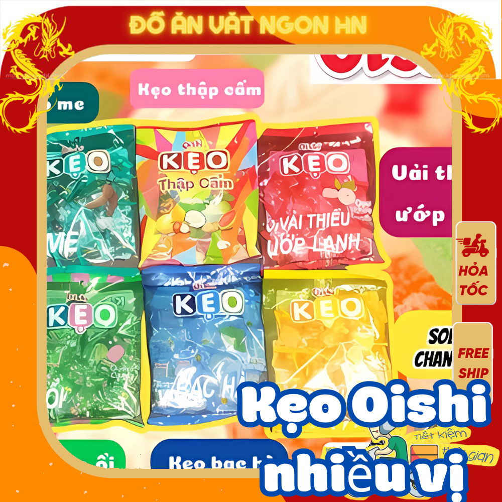kẹo oishi vị ổi vải chanh me bạc hà kẹo ăn vặt ngon giá rẻ