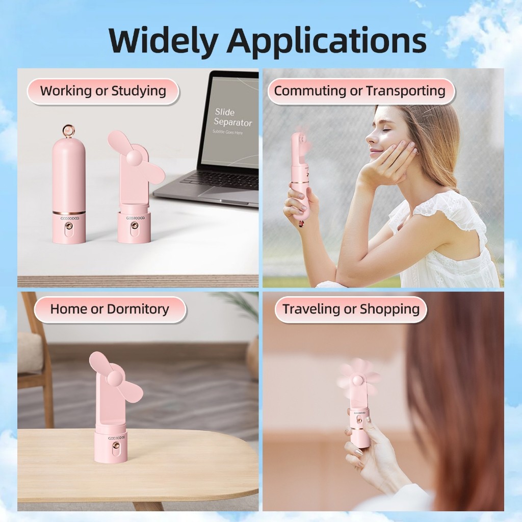 GOOJODOQ Quạt Mini 1500 mAh Sạc Cho Trường Học Di Động Cho Trẻ Em Quạt Điện Quạt Nhỏ USB LED | BigBuy360 - bigbuy360.vn