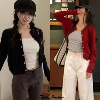 Zilvia_Fashion Áo Cardigan Dệt Kim Dài Tay Cổ Tròn Dành Cho NữÁo Khoác Mùa Thu Dáng Ôm Vừa Vặnáo Len Mới