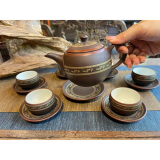 Bộ Ấm Trà Trống Đồng + Nghệ Nhân Phạm Thế Anh Bát Tràng + Dung tích 300ml