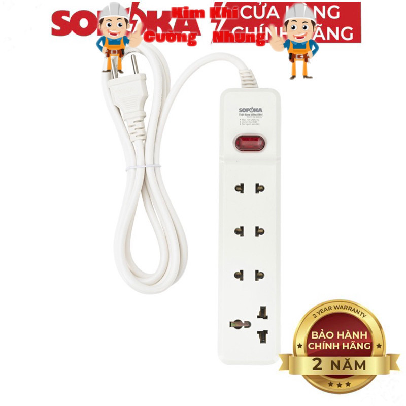 Ổ cắm điện thông minh Sopoka- ổ cắm liền dây có công tắc 2200W