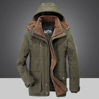  Áo khoác độn bông nam mùa đông dài vừa phải Plus lông cừu dày Áo khoác độn bông cỡ lớn Áo khoác độn bông nhiều túi TFT4 
