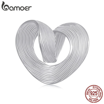 Bamoer 925 Sterling Sliver Charm Mặt dây chuyền trái tim vĩnh cửu Trang sức cho vòng tay