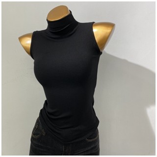 Bán Nóng! Áo ôm sát cổ điển F & X Áo ba lỗ không tay cổ cao nữ áo mặc trong tôn dáng thon gọn co giãn lớn Áo 2024