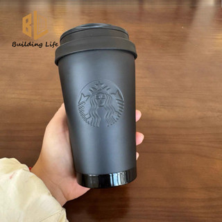 Cốc Starbucks Phong Cách Tối Giản Đen Hiroshi Fujiwara Hợp Tác Cốc Emma Cup Thép Không Gỉ Giữ Nhiệt Cốc Kèm Bình Nước 355ml