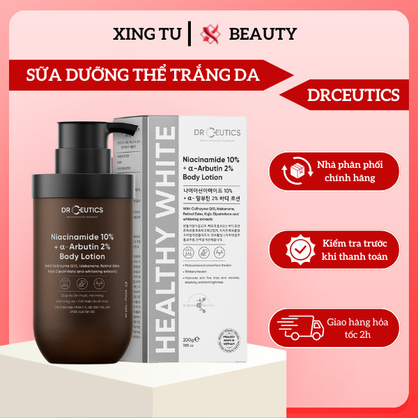 DRCEUTICS Sữa Dưỡng Thể Trắng Da DrCeutics Niacinamide 10% + Alpha-Arbutin 2% Body Lotion 200g - Xin