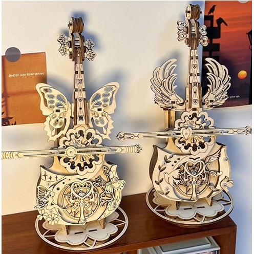  Bằng Gỗ Lắp Ráp Mô Hình Ba Chiều DIY Cello Hộp Nhạc Màu Sáng Tạo Handmade Quà Tặng 