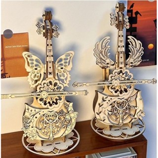 Bằng Gỗ Lắp Ráp Mô Hình Ba Chiều DIY Cello Hộp Nhạc Màu Sáng Tạo Handmade Quà Tặng
