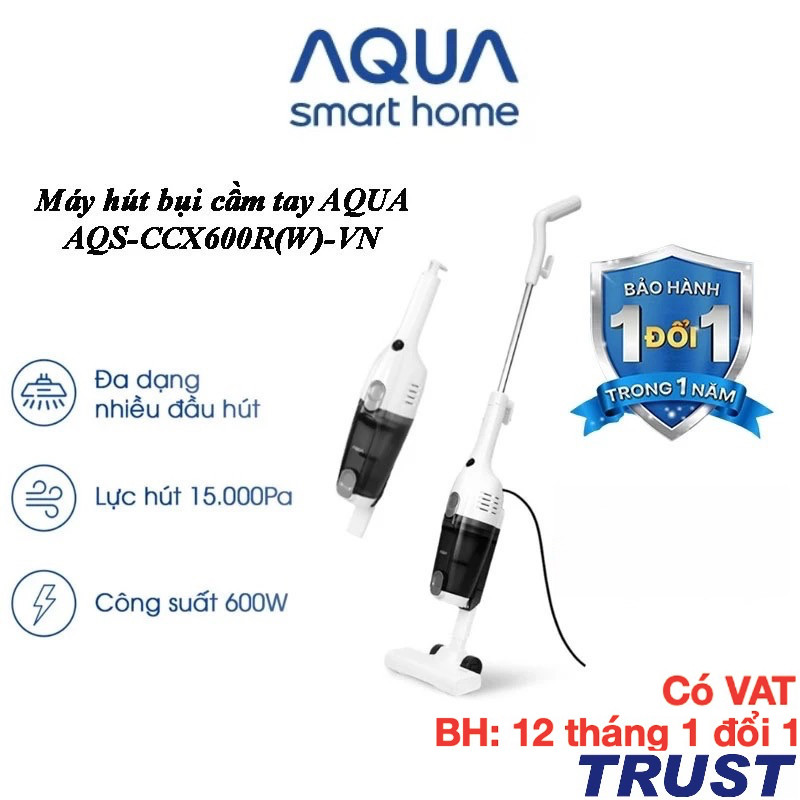Máy hút bụi cầm tay Aqua CCX600R lực hút 15000Pa 600W, bộ lọc bụi mịn HEPA - BH 12T