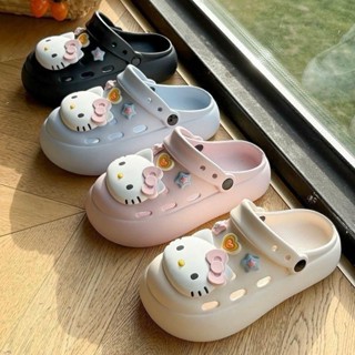   M10  Dép cross sục nữ đế cao 7cm kèm 8 charm kitty dễ thương êm chân dép có quai 