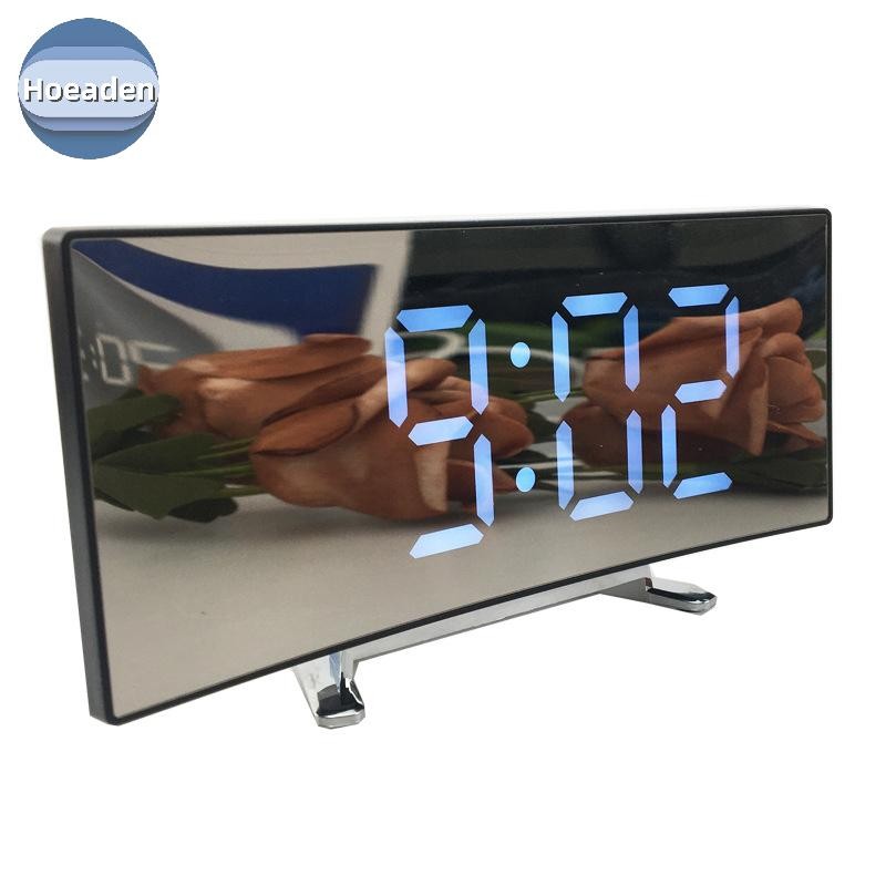 Hoeaden 7 Inch Đồng Hồ Báo Thức Kỹ Thuật Số Cong Có Thể Điều Chỉnh Độ Sáng Led Điện Tử Kỹ Thuật Số Đồng Hồ Để Bàn Số Lớn VN