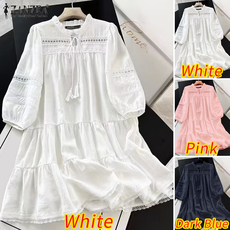 Zanzea Nữ Vitage Cổ Tròn Rời Bộ Xương 3 / 4 Đầm Tay | BigBuy360 - bigbuy360.vn