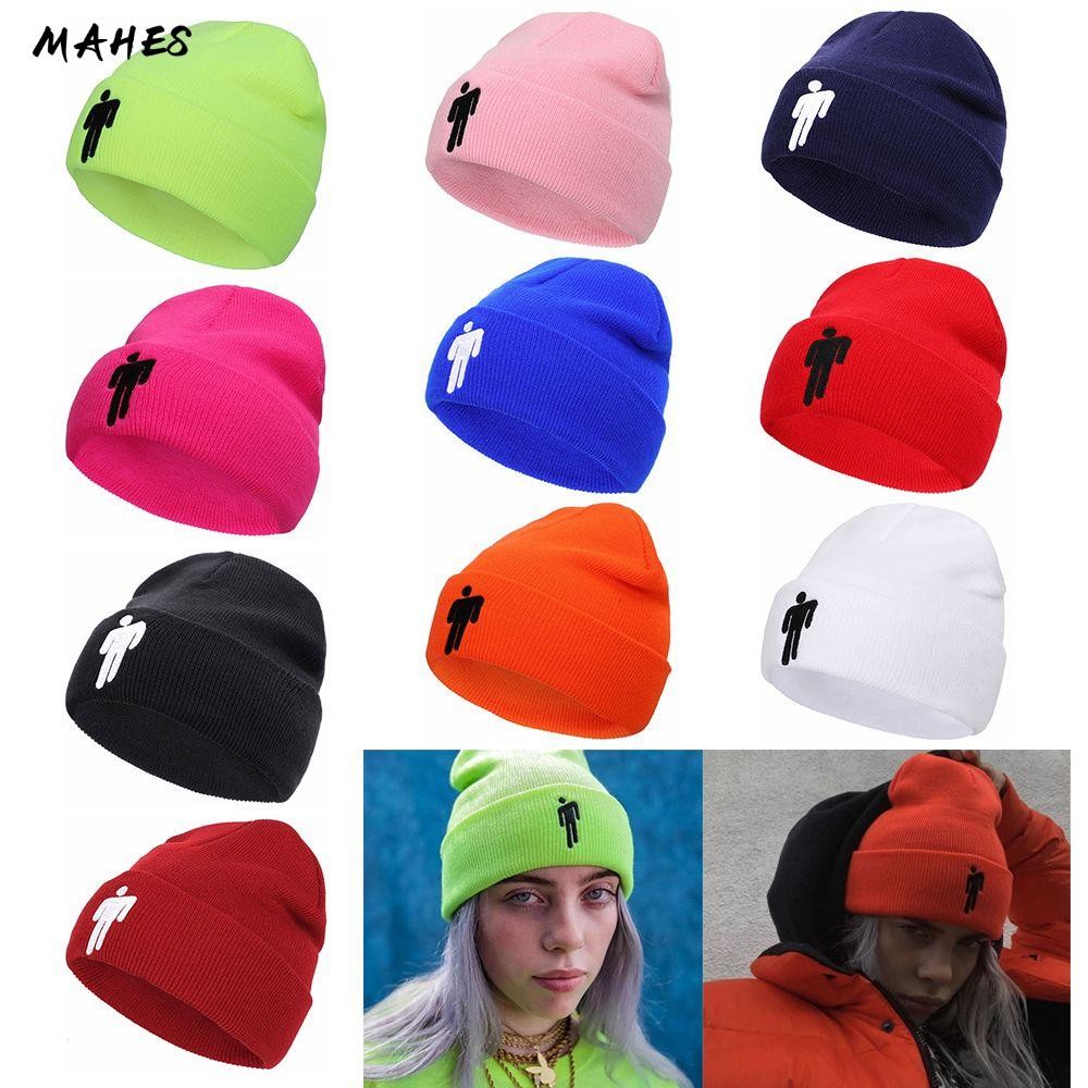 MAHES Mũ len beanie màu trơn phong cách