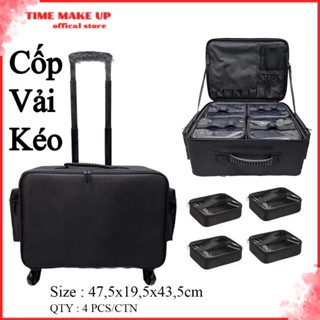 [ CHÍNH HÃNG ] Cốp vải kéo đựng đồ makeup chuyên nghiệp size 48cm. Cốp vali tay kéo mỹ phẩm cao cấp kèm 4 túi chia ngăn
